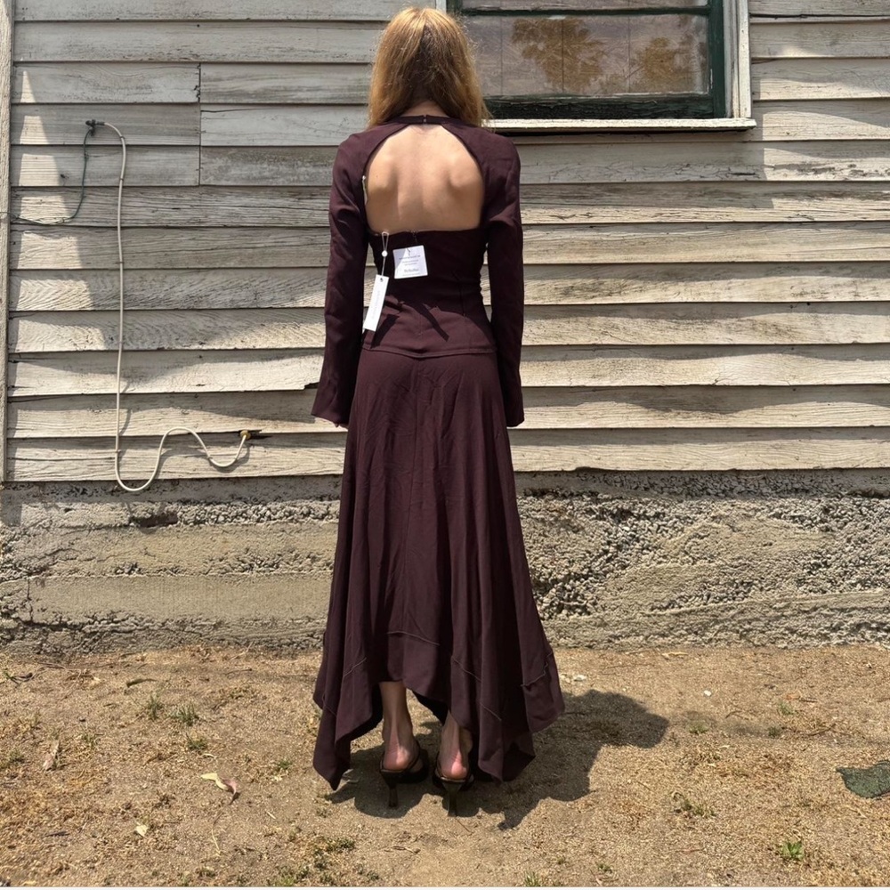 Elegant Sexy JONATHAN SIMKHAI Open-Back long sleeve midi Dress